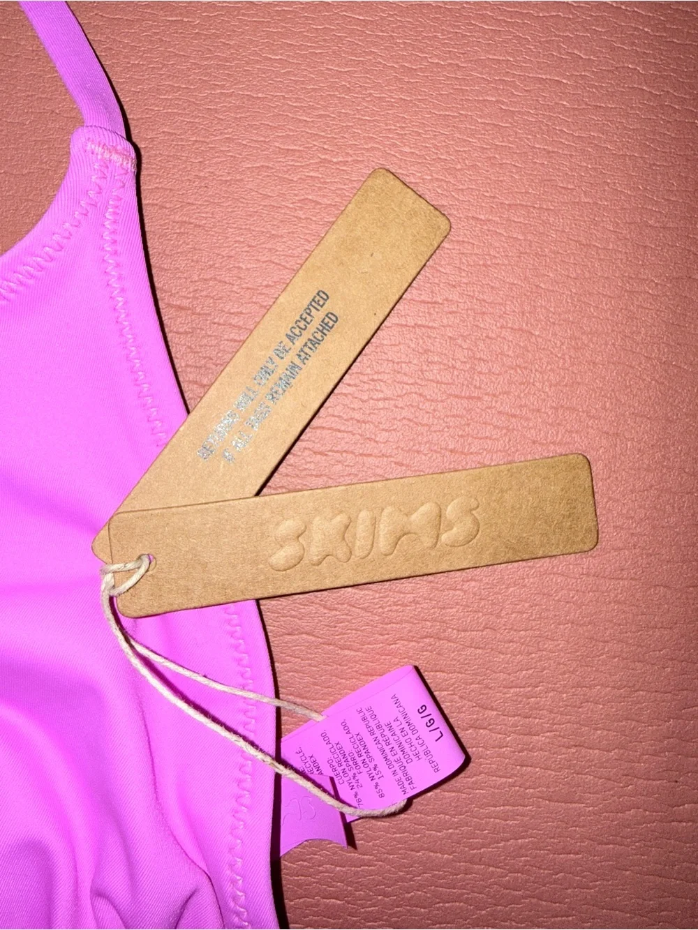 SKIMS Pink Triangle hot pink Bikini Top size large